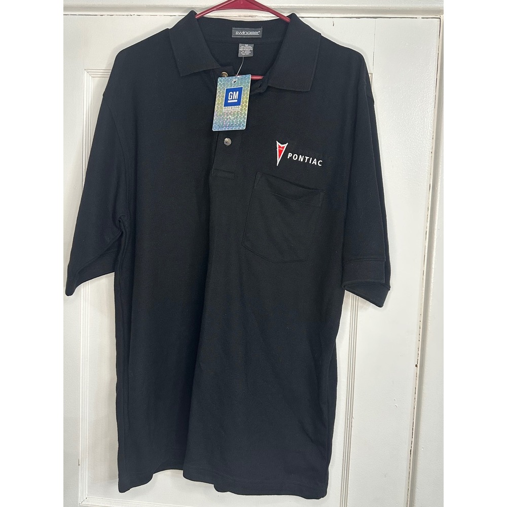 PONTIAC ARROWHEAD textured black‎ Polo by GM size Medium NWT